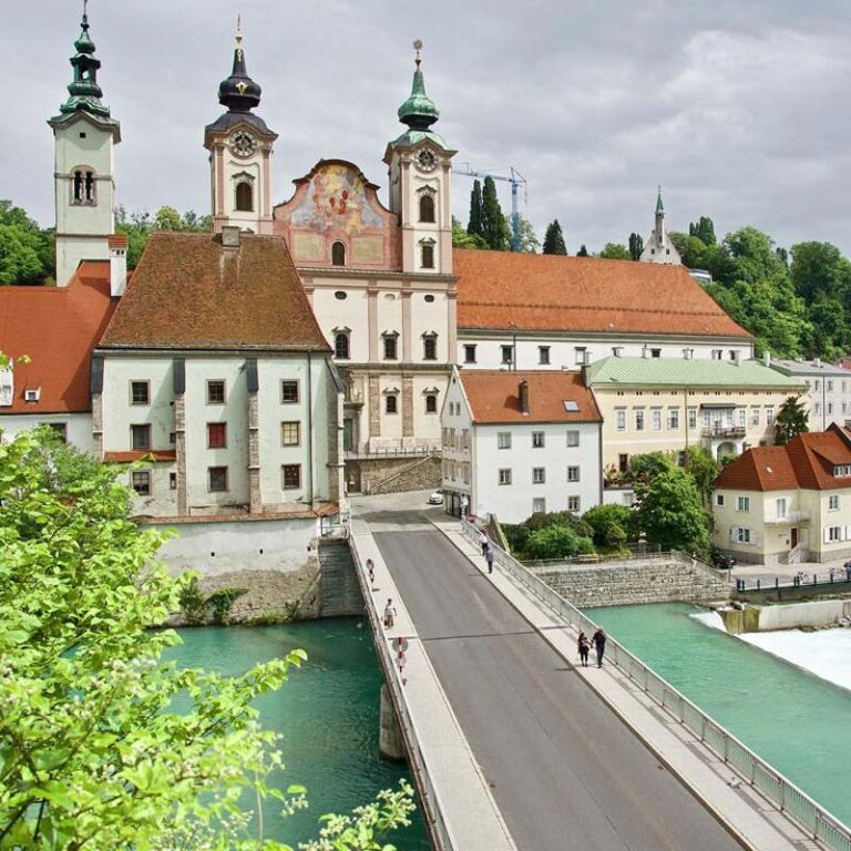 Das Bild zeigt einen Ermittlungsort auf dem Krimi-Trail in Steyr